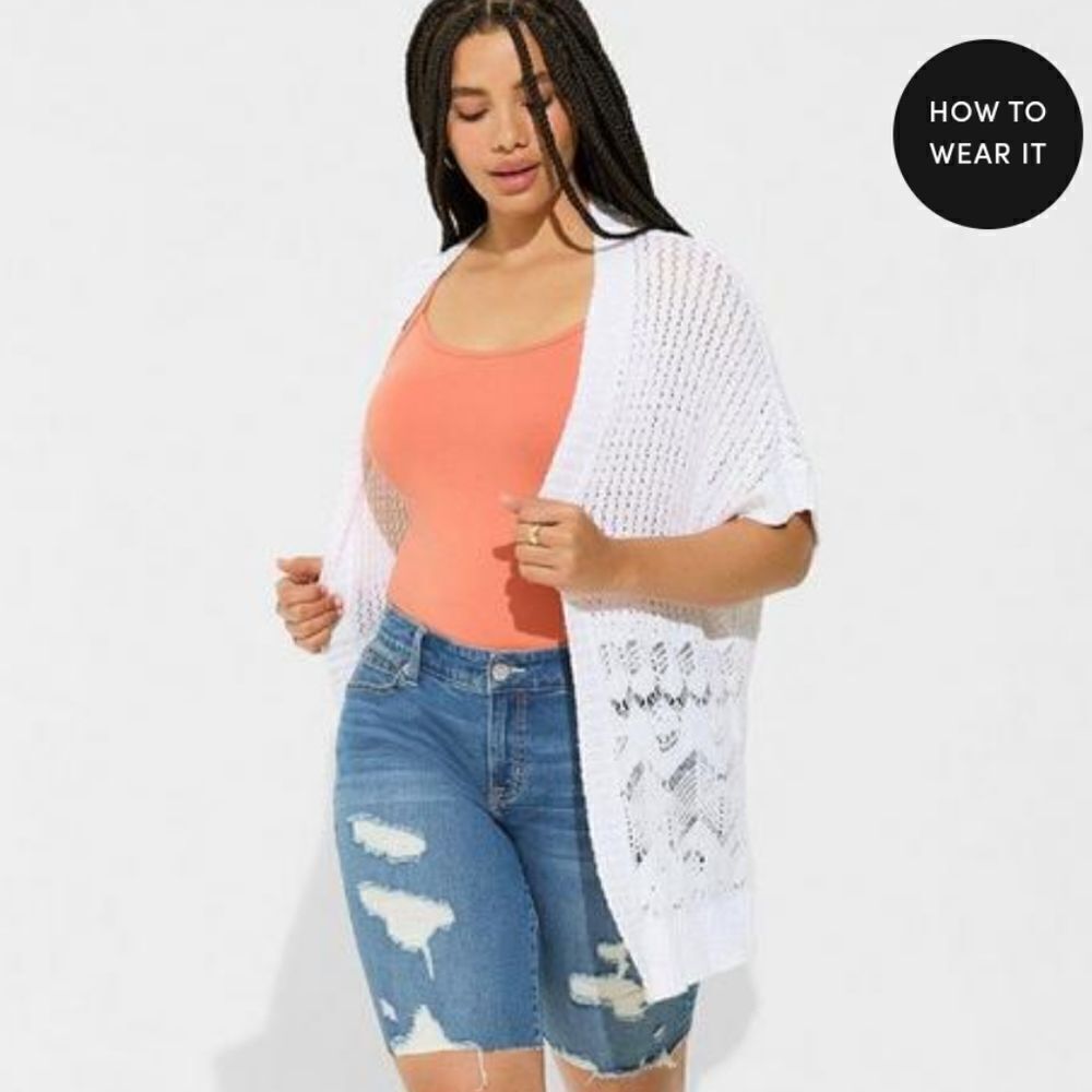 Torrid Open Stitch Cardigan Poncho Sweater